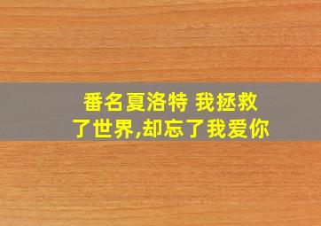 番名夏洛特 我拯救了世界,却忘了我爱你